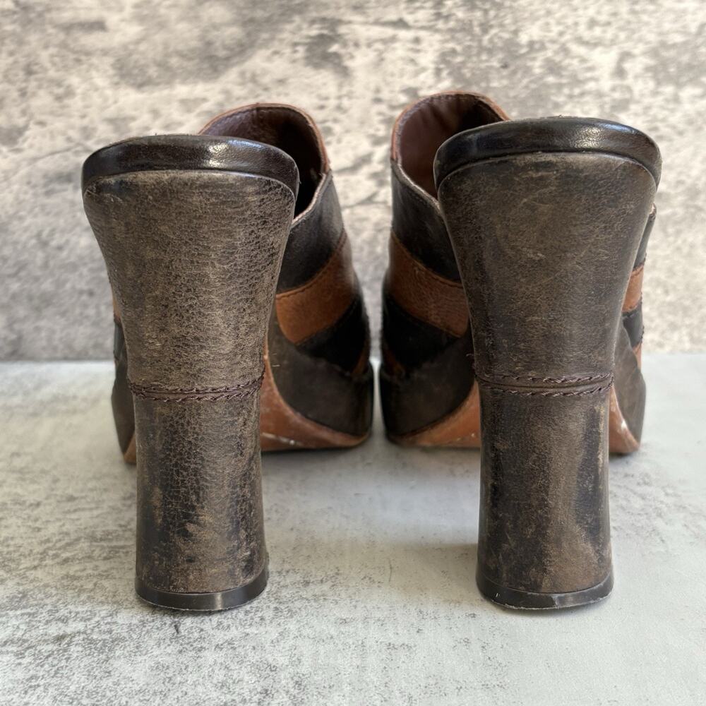Frye Boots Goldie Mule Womens 6.5M Brown Leather Platform Heels Shoes Retro Y2K - Picture 6 of 9